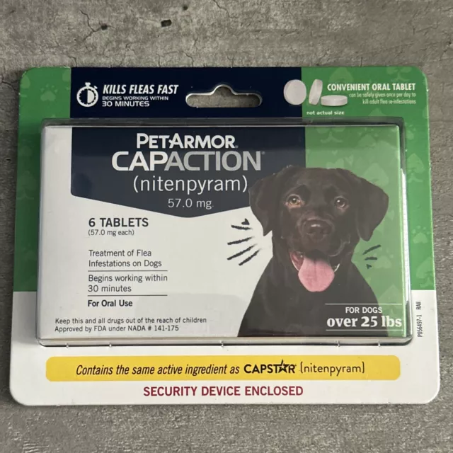 Capaction Flea Killer For dogs 25 lbs & over - 6 Nitenpyram Tablets - exp 2025+