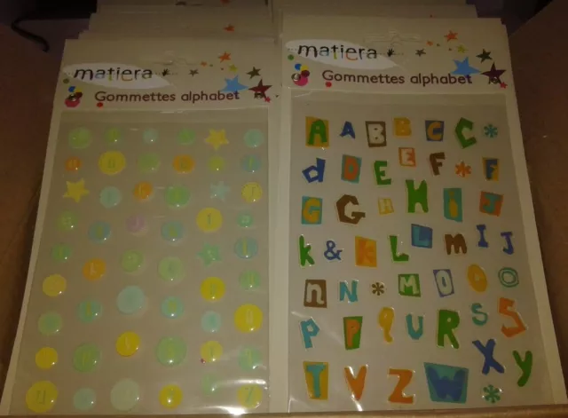 Lot Revendeur 48 Planches De Gommettes Alphabet Auto Collantes 2 Modeles