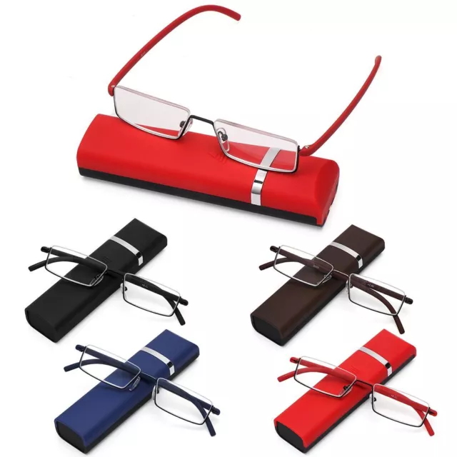 Presbyopia Eyeglasses Anti Eyestrain Half Frame Reading Glasses with Case