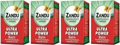 4 PC x 8ML Zandu Balm Ultra Powe | For strong headache body Ache & cold