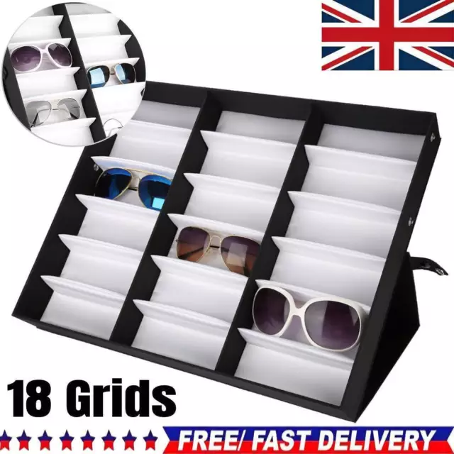 18 Slot Display Storage Case Organizer Box For Sunglasses Eyeglasses Jewelry