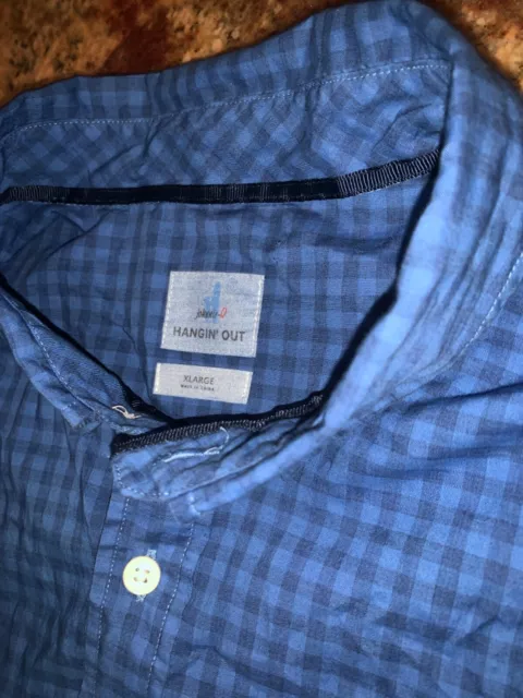 johnnie-O Hangin’ Out Blue Plaid XL Long Sleeve Cotton Button Down Shirt