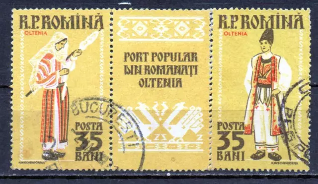 RUMANIA / ROMANIA año 1958  yvert nr. 1595/96 usada    trajes