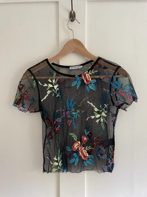 URBAN OUTFITTERS LIGHT Before Dark Black Mesh Top Size Small 5.50