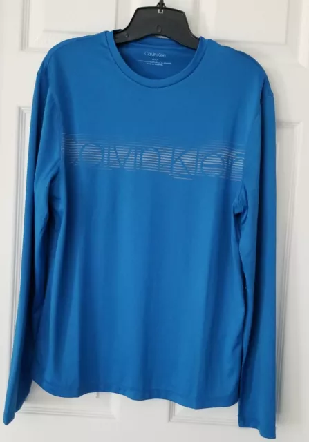 Men's Calvin Klein Crew -Neck Tee T-Shirt  Blue Long Sleeve  Size Small