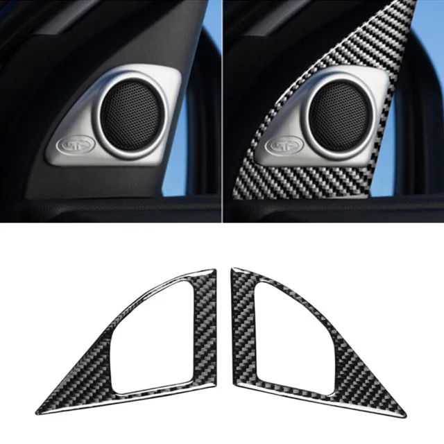 Pair Carbon Fiber Door Speakers Cover Trim TypeB For Mitsubishi Lancer 2008-2015