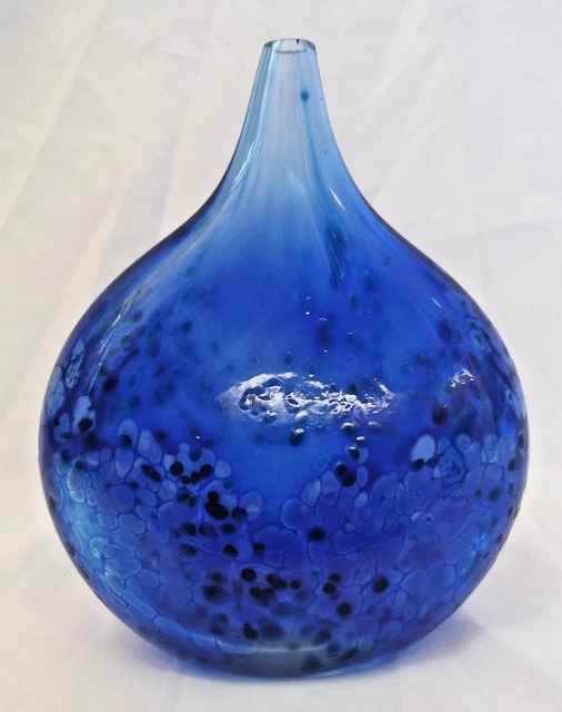 ISLE OF WIGHT Studio Glass trial piece Kyoto blue lollipop vase