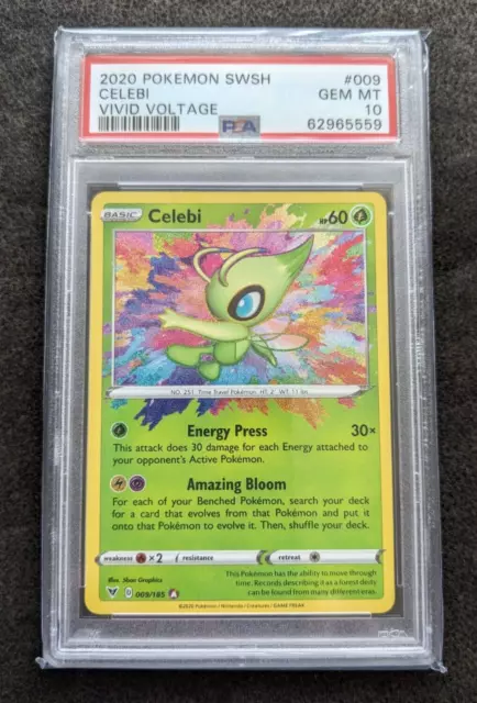Celebi - Amazing Rare - 009/185 - SWSH Vivid Voltage - Graded PSA 10 - Pokemon