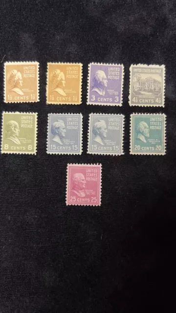 Vintage US Postage Stamps Presidents Lot Of 9