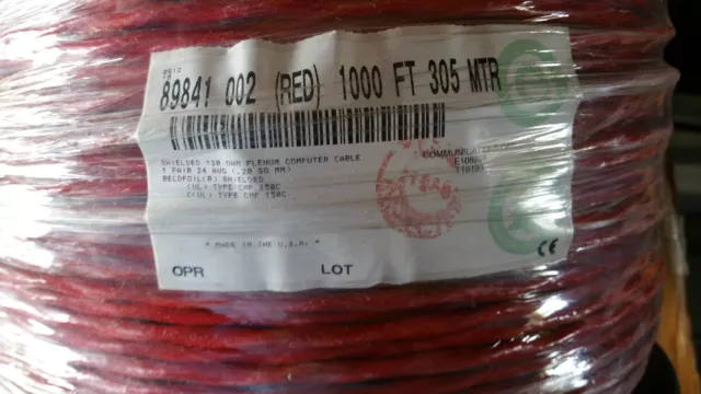 Belden Wire 89841 24/1P 24awg Low Cap Twist Pair FFEP/FEP Shield Cable Red /25ft