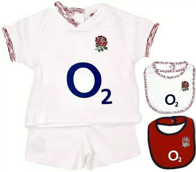 Inghilterra Rfu Sei Nation Rugby T-Shirt Pantaloncini - Bambini Corta Completo