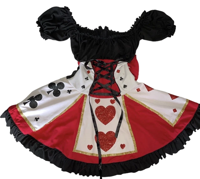 Women's Peasant Top Queen of Hearts Playing Card Costume Dress SIZE S/M (Used)