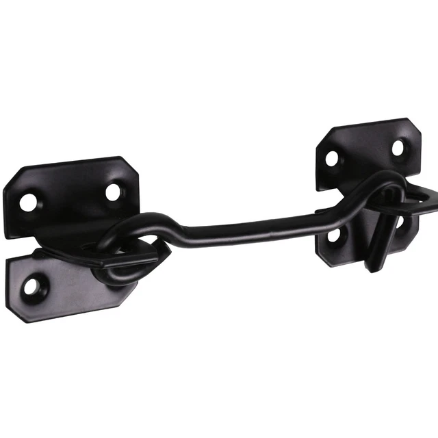 HEAVY DUTY 100mm/4" BLACK CABIN HOOK Door Patio Silent Lock Latch Catch Holder