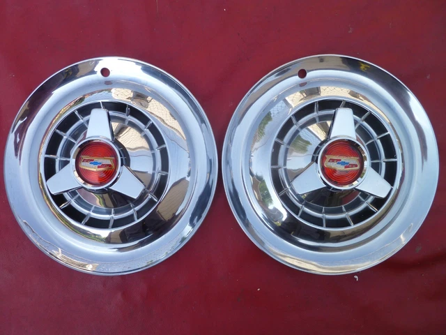 Vintage 1954 Chevy Belair 150/210 3 Bar Spinner Hubcaps Wheel Covers