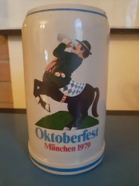 Boccale Birra Oktoberfest München 1979 In Ceramica 1 Litro