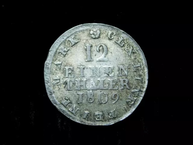 1809 German States Saxony 1/12th Thaler Silver Coin