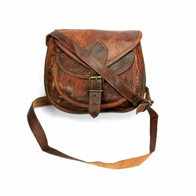 15" Leather Vintage CrossBody Purse Women Genuine Handmade Shoulder Satchel Girl