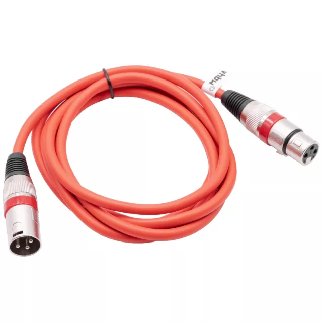 XLR Anschluss Kabel Stecker 3-Pin - Buchse 3-Pin rot 2,0m Mikrofon DMX 2m