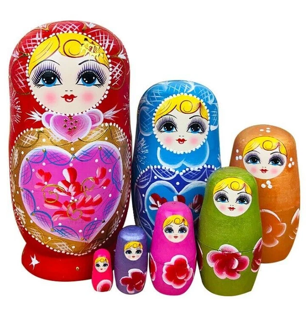 7tlg Puppen Russische Matroschka Babuschka Matrjoschka Russin Tuch Handwerk NEU