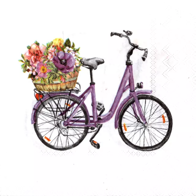 Serviettes en papier vélo et fleurs des champs. Paper napkins bike&wild flowers