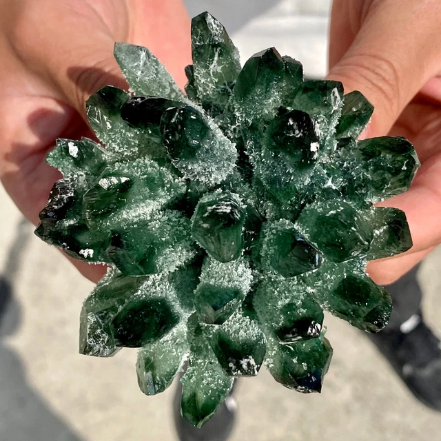 348G New Find Green Phantom Quartz Crystal Cluster Mineral Specimen Healing 6
