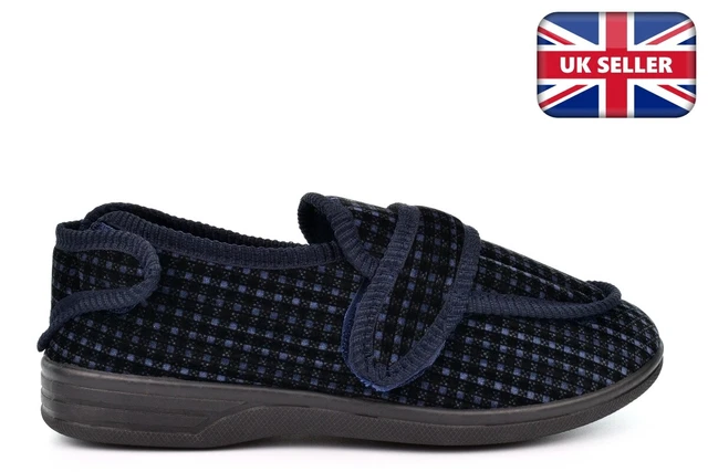 Pantofole da uomo larghe vestibilità da uomo pantofole larghe aperte tocco chiusura blu