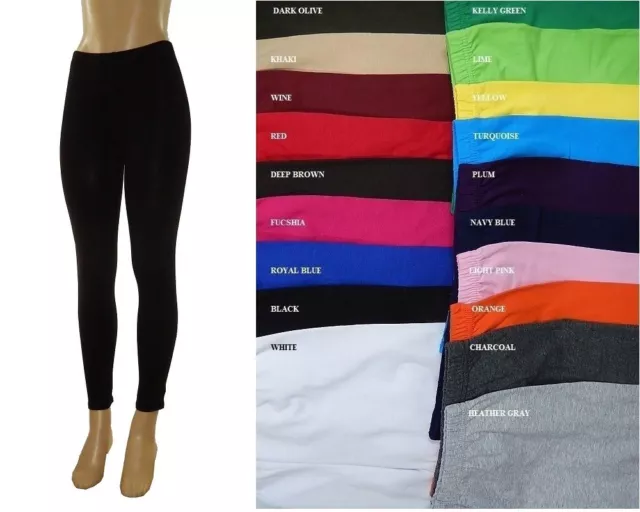 Damen hochtaillierte BAUMWOLLE SPANDEX KNÖCHELLÄNGE LANGE LEGGINGS SCHMALE HOSE YOGA S-5X 2