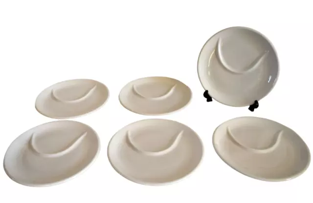 6 assiettes à asperges crudités compartiments en porcelaine blanche Pillivuyt
