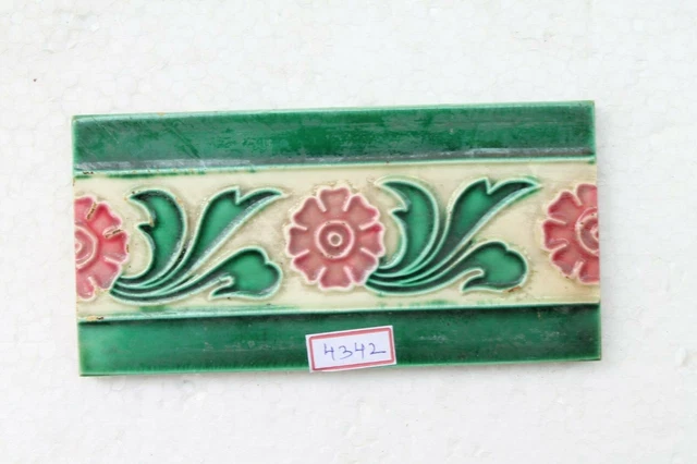 Japan antique art nouveau vintage majolica border tile c1900 NH4342