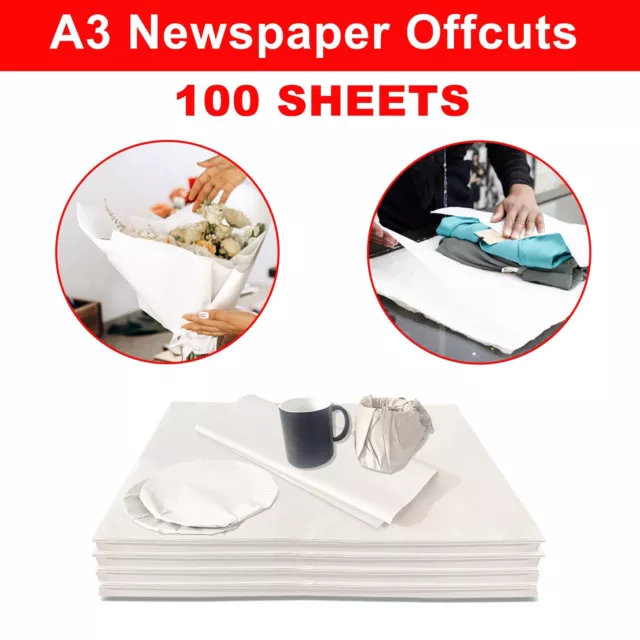 100 Sheets A3 Newspaper Offcuts Packing Paper 16.5x11" Wrapping Moving Chip Shop