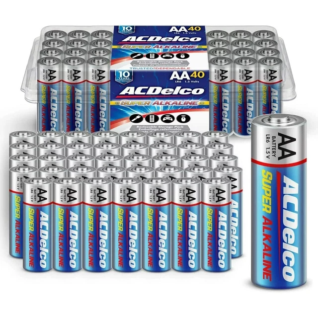 ACDELCO 40COUNT AA Batteries, Maximum Power Super Alkaline Battery, 10