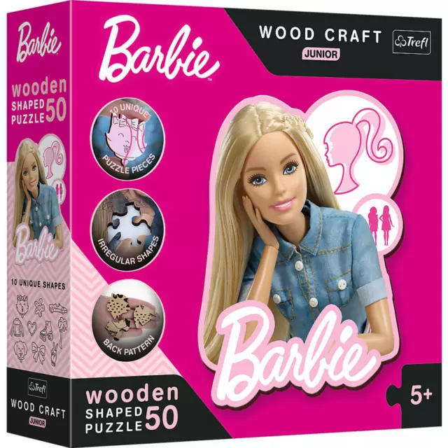 Trefl Puzzle en bois Junior Barbie, puzzle pour enfants, 50 pièces, 20201