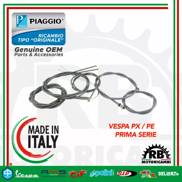 Kit Cavi Gas Cambio Frizione Freno Aria Contakm Vespa Px 125 150 200 1°Serie0854