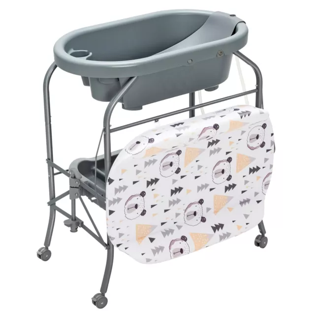 Baby Changing Table Portable Folding Infant Nursery Diaper Station with Bathtub