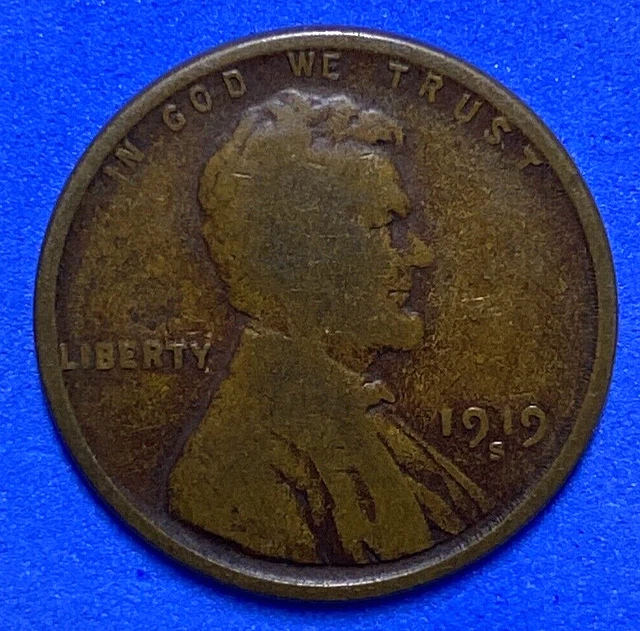 1919-S USA Lincoln Head One Penny - 1919 S Small US Wheat 1 Cent - FFF