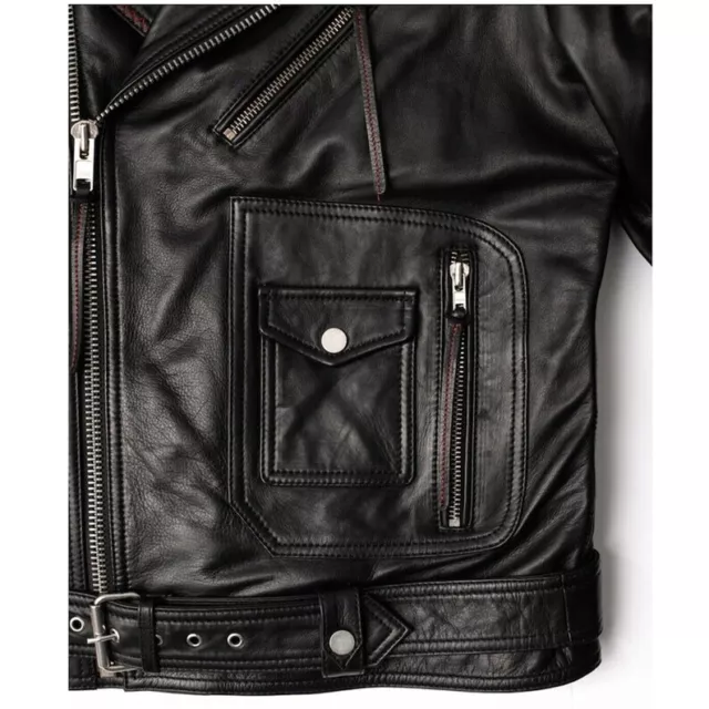 MENS 70S BLACK Biker Motorcycle Leather Jacket Vintage Handmade ...