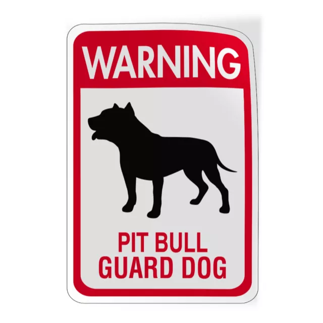 Vertical Vinyl Stickers Warning Pit Bull Guard Dog Pet Animal Safety Sign Label