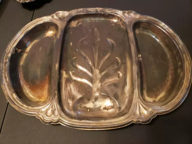 International Silver Co Large Silver Plate Well and Tree/ Meat & Vegetable Tray