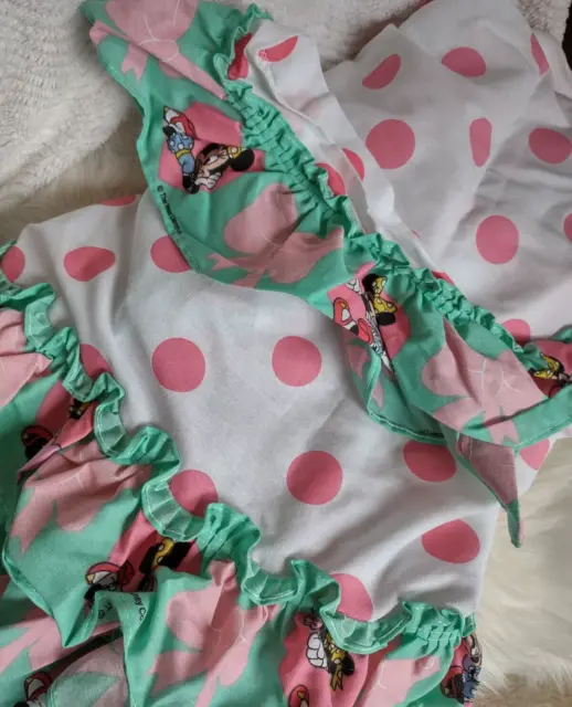 Vtg SINGLE Disney Minnie Mouse Pink Polka Dot Curtain 44" X 63" Fabric Bed Sheet