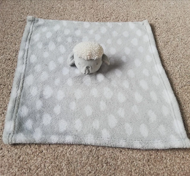 PRIMARK GREY LAMB Sheep White Clouds Baby Comforter Blanket Soother