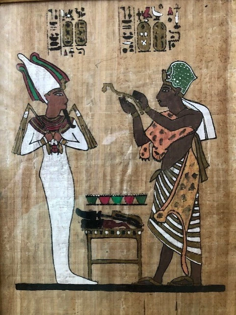 Papyrus égyptien Peint Main - Déesse Maat 33x82cm, Décoration Ethnique Ou Cadeau Original