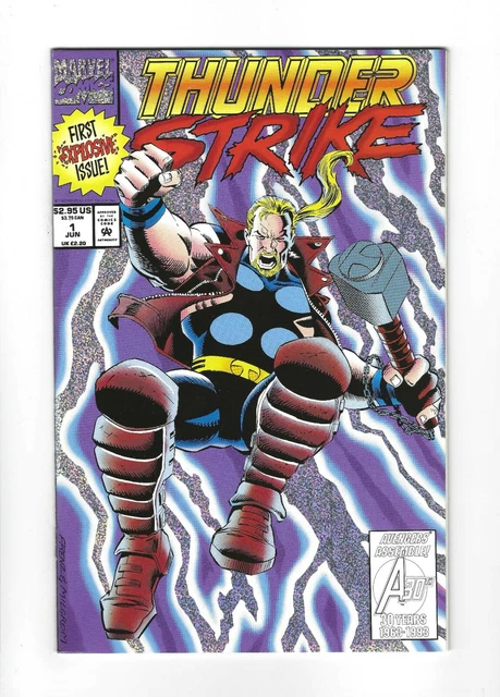 THUNDER STRIKE #1 Bloodaxe, Speckle Foil Cover, Tom DeFalco, 9.2 NM-, Marvel