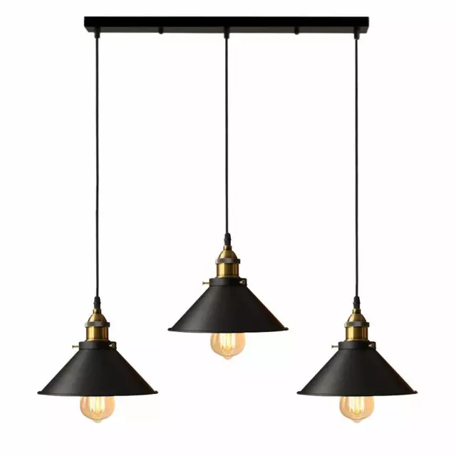 3 Way Vintage Ceiling Pendant Lights Industrial Style Metal Hanging Retro Lamp