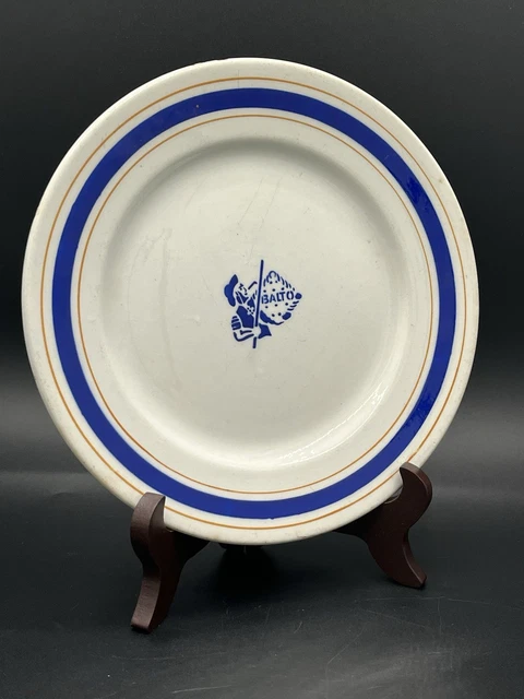 Lot De 3 Assiettes Publicitaires Vintage Gondolo En Céramique De Gien, Diamètre 21,5 Cm, Bleues, Lavables Lave-vaisselle
