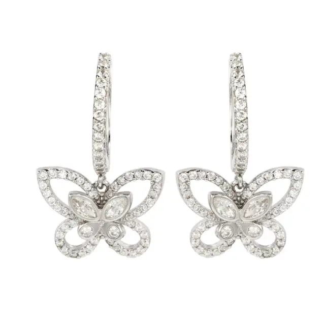 Suzy Levian Sterling Silver Cubic Zirconia Butterfly Dangle earrings