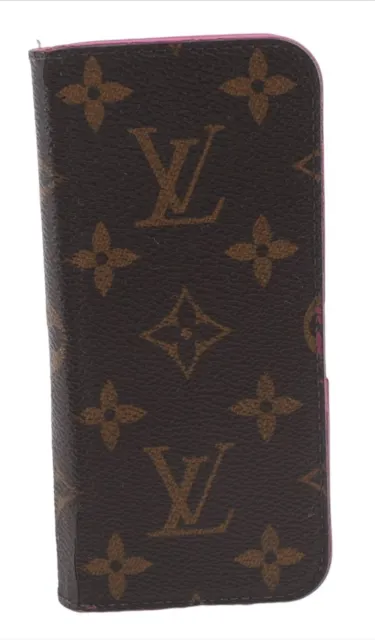 Authentic Louis Vuitton Monogram Folio Iphone 7 8 Case Pink M61906 LV 6996E