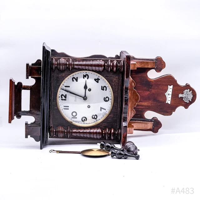 Horloge Murale Grand-père Avec Balancier - Piles - Style Vintage Bois Foncé