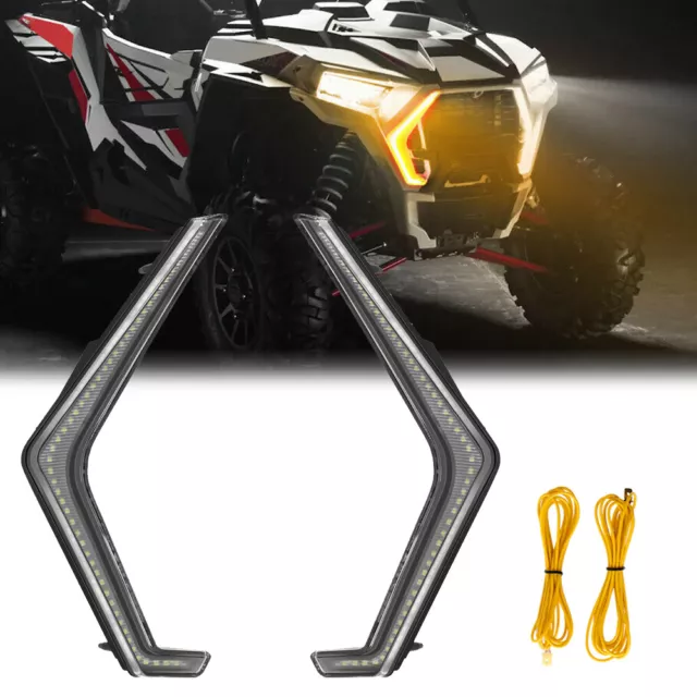For Polaris RZR XP 1000 Turbo 2018-2022 Pair LED Grille Lights Turn Signal Fang