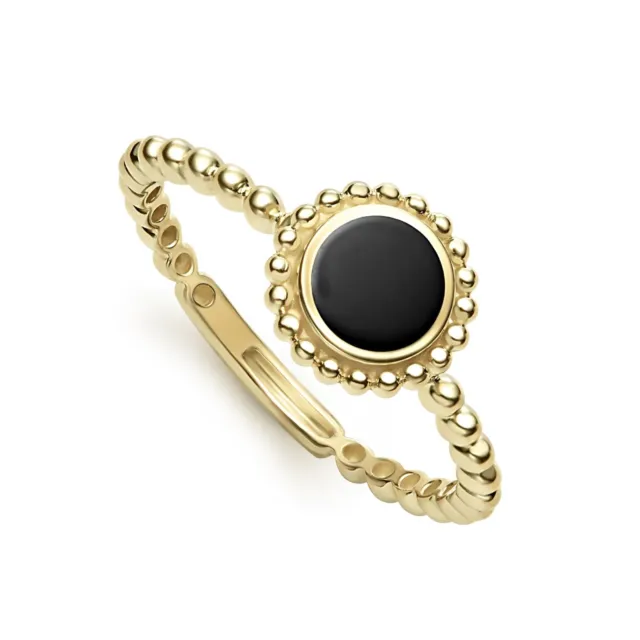 LAGOS Covet Round Onyx Ring in 18K Yellow Gold Size 7
