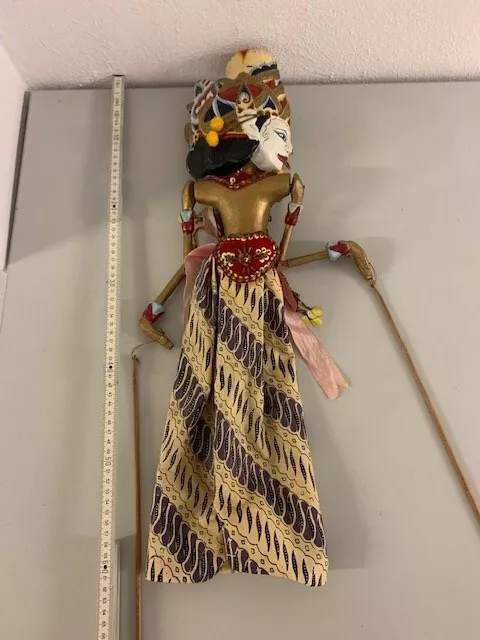 Wayang Golek Indonesien Stabpuppe, Marionette Holzpuppe 62 cm groß